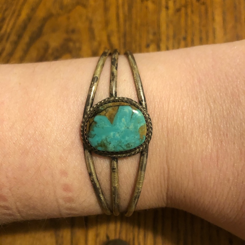 Silver Turquoise Bracelet Boho Southwest